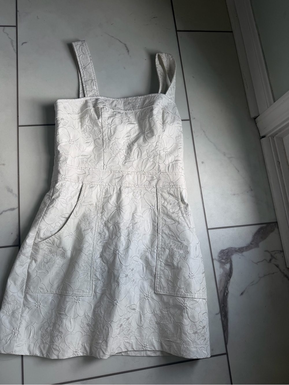 Amanda Uprichard Cream Embroidered Floral Mini Dress